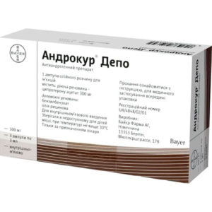 Androcur (cyproterone) Depo ampoules 300 mg. 3 ml. N3