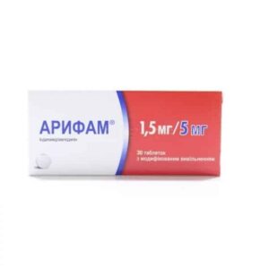 Arifam (indapamide, amlodipine) tablets with modified release 1.5 mg/5 mg. №30