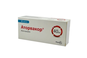 Atorvacor (atorvastatin) coated tablets 40 mg. №30