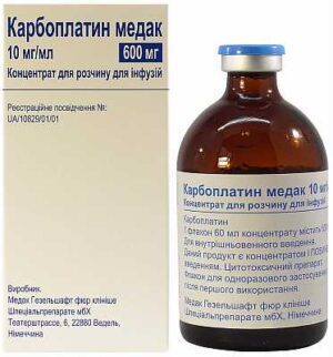 Carboplatin Medak (karboplatin) concentrate for infusions 10 mg/ml. 60 ml. vial №1