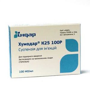 Chumodar K (insulin) 25 100R suspension 100 OD/ml. 3 ml. №5 cartridge