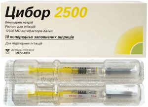 Cibor (bemiparin sodium) 2500 solution for injections 12500ME/ml. syringe 0.2 ml. №10