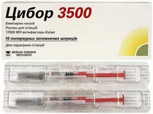 Cibor (bemiparin sodium) 3500 solution for injections 17500ME/ml. syringe 0.2 ml. №10