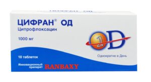 Cifran OD (ciprofloxacin) tablets with prolonged release 1000 mg. №5