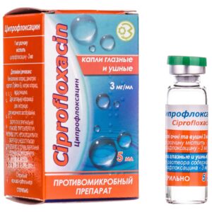 Ciprofloxacin eyes/ear drops 3 mg/ml. 5 ml. vial