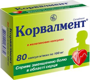 Corvalment (menthol solution in mentyl ether of isovaleric acid) capsules 0.1g. №80