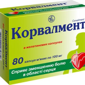 Corvalment (menthol solution in mentyl ether of isovaleric acid) capsules 0.1g. №80