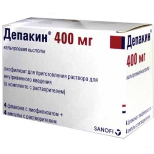 Depakin (sodium valproate) 400 mg. lyophilisate for solution for injections 400 mg. vial №4 + solvent 4 ml. №4