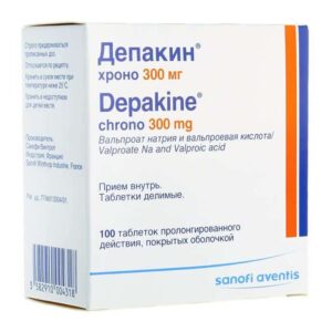 Depakin (sodium valproate) coated tablets with prolonged release 300 mg. №100