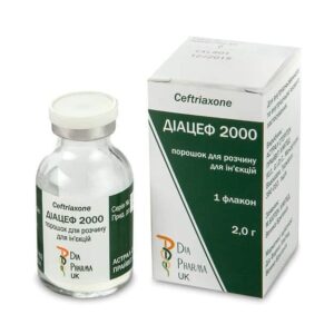 Diacef (ceftriaxone) 2000 powder for injections 2 g. vial