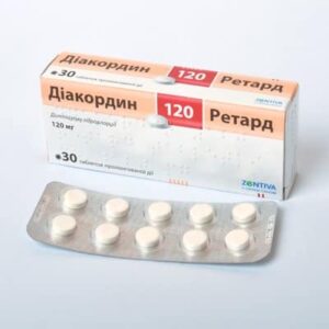 Diacordin (diltiazem) 120 retard tablets with prolonged release 120 mg. №30