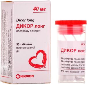 Dicor Long (isosorbide dinitrate) tablets with prolonged release 40 mg. №50