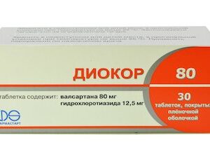 Diocor 80 (valsartan, hydrochlorothiazide) coated tablets 80 mg/12.5 mg. №30