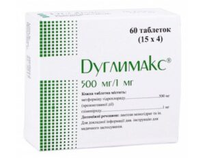 Duglimax (metformin hydrochloride) tablets 500 mg/1 mg. №60