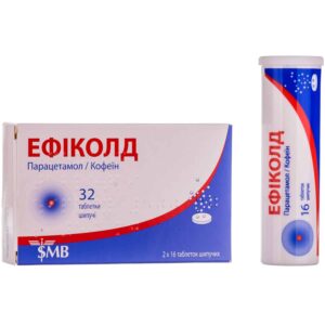 Eficold (paracetamol, caffeine) effervescent tablets 500 mg/50 mg. №32