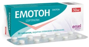 Emoton (sertralin) coated tablets 50 mg. №30