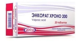 Encorat (valproic acid) tablets 200 mg. №30