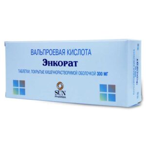 Encorat (valproic acid) coated tablets with prolonged release 300 mg. №30