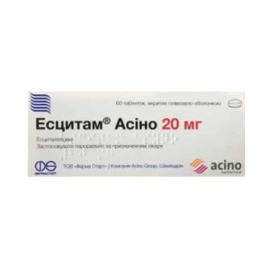 Escitam Asino (escitalopram) coated tablets 20 mg. №60