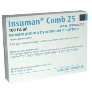 Insuman Comb 25 suspension for injections 100 IU/ml. cartridge 3 ml. №5