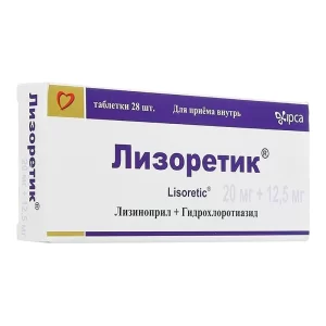 Lizoretik-20 (lisinopril) tablets 20/12,5 mg. №28