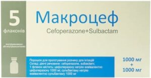 Macrocef powder for solution for injections 1000 mg/1000 mg. vial №5