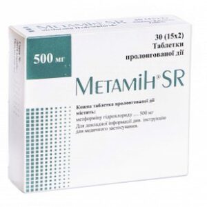 Metamin SR (metformin hydrochloride) tablets prolong. 500 mg. №30