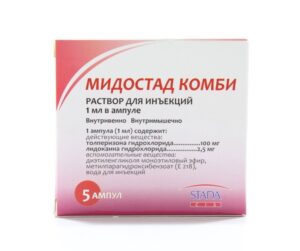 Midostad Combi (tolperisone hydrochloride, lidocaine hydrochloride) solution for injections 1ml. №5