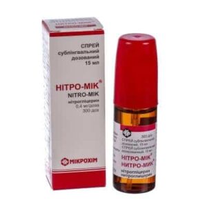 Nitro-Mik (glyceryl trinitrate) sublingual spray doz.0.4 mg/ doses 15 ml. (300 doses ) vial №1