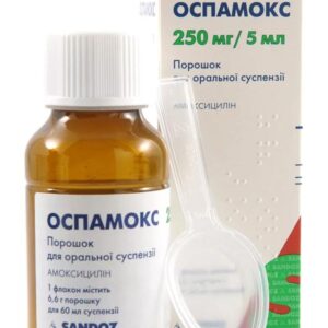 Ospamox (amoxicillin) powder 250 mg/5 ml. for suspension 6.6 g.