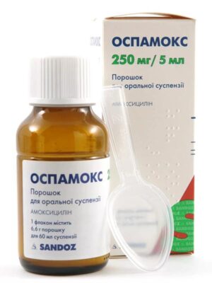 Ospamox (amoxicillin) powder 250 mg/5 ml. for suspension 6.6 g.