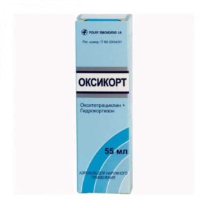 Oxicort (oxytetracycline hydrochloride, hydrocortisone) aerosolum suspension 32.25 g. (9.3 mg. +3.10 mg/g) vial