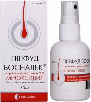 Pilfud Bosnalek (minoxidil) spray solution 2% 60 ml. vial