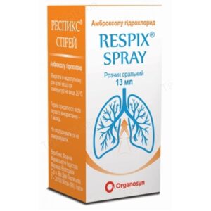 Respix (ambroxol hydrochloride) spray oral solution 10 mg/0.2 ml. 13 ml. vial