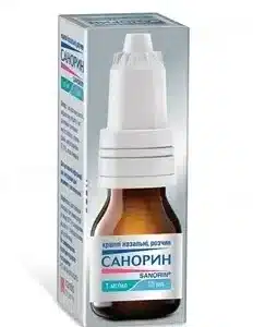 Sanorin (naphazoline nitrate) nasal drops 0.1% 10 ml. vial