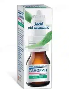 Sanorin (naphazoline nitrate) nasal drops emulsion 0.1% 10 ml. vial