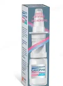 Sanorin (naphazoline nitrate) nasal spray 0.5 mg/ml. 10 ml. vial