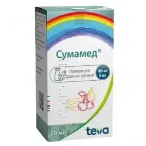 Sumamed (azithromycin) powder for oral suspension 100 mg/5 ml. 400 mg. 20 ml. vial