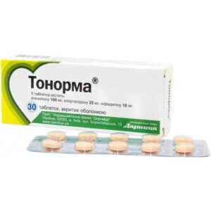 Tonorma (atenolol, chlorthalidone, nifedipine) coated tablets №30