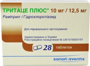 Tritace Plus (ramipril, hydrochlorothiazide) tablets 10 mg/12.5 mg. №28