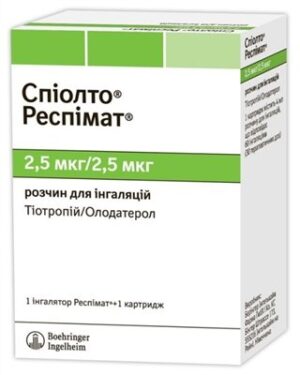 Spiolto Respimat (tiotropium, olodaterol) solutionfor inhalation 2.5 mcg/2.5 mcg. 4 ml. (60 doses)+inhalation