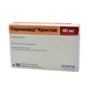 Torvacard Cristal (atorvastatin) coated tablets 40 mg. №30