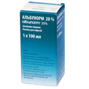 Albunorm (Albumin) 20% solution for infusions 100 ml. №1 vial