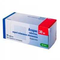 Atoris (atorvastatin) coated tablets 30 mg. №90