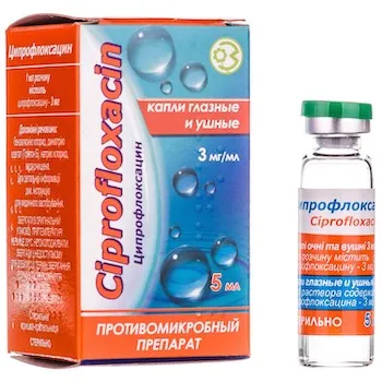 Ciprofloxacin eyes/ear drops 3 mg/ml. 5 ml. vial