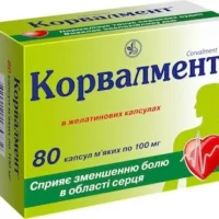 Corvalment (menthol solution in mentyl ether of isovaleric acid) capsules 0.1g. №80