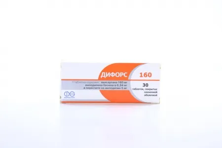 Difors 160 (amlodipine besilate and valsartan) coated tablets 5 mg/160 mg. №30