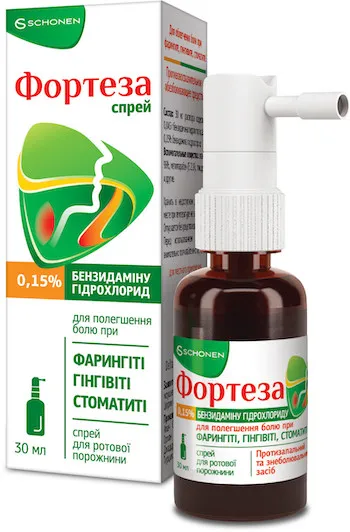 Forteza (benzydamine hydrochloride) oral spray 0.15% 30 ml. vial №1