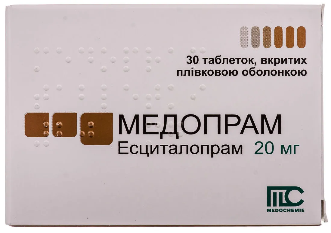 Medopram (escitalopram) coated tablets 20 mg. №30