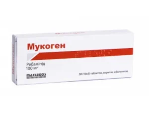 Mucogen (rebamipide) coated tablets 100 mg. №30
